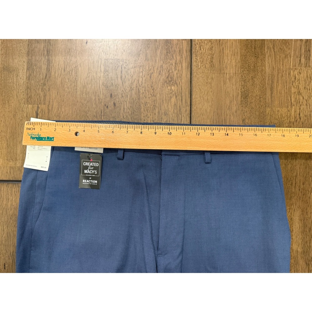 Kenneth Cole Reaction Mens Stretch Slim Fit Pants Blue Chambray 34x34 NWT - Picture 3 of 6